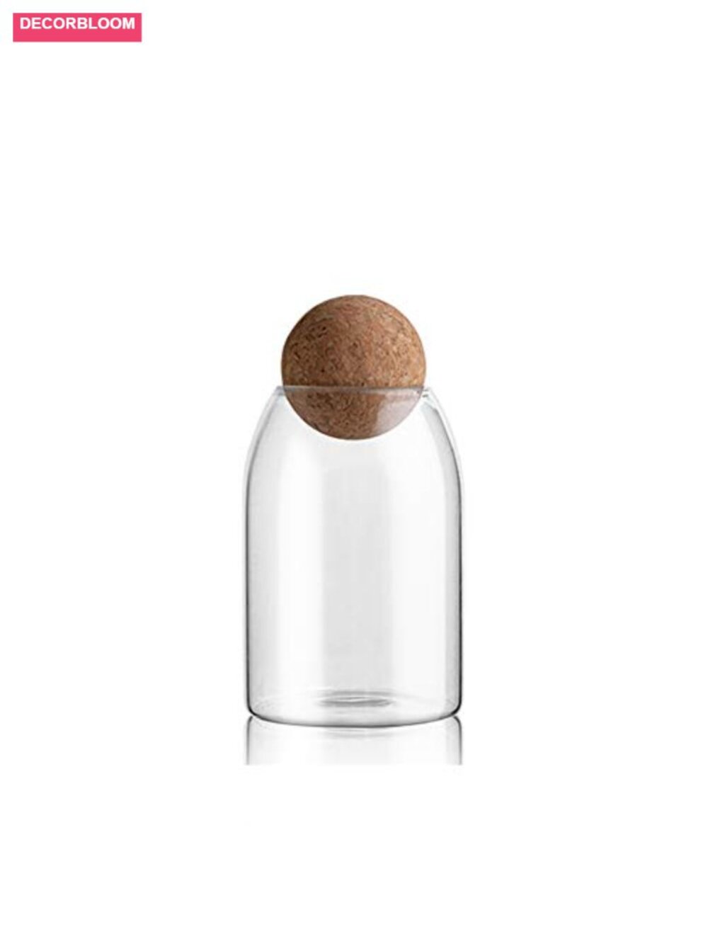 Borosilicate Glass Storage Jar Wood Cork Ball Lid Airtight Food Canister 27oz